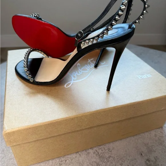 So Me 100 Studded Christian Louboutin Black Leather Heels - Picture 1 of 16